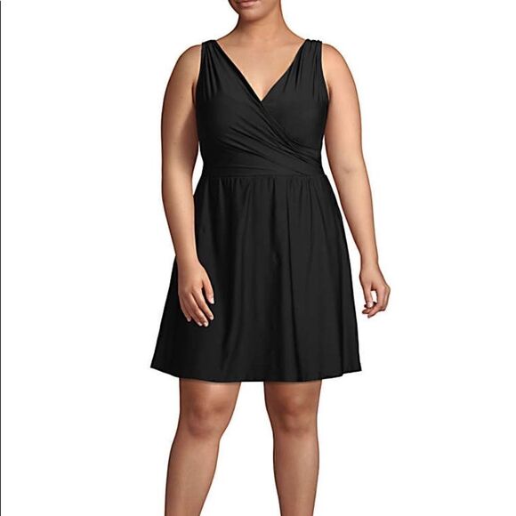 Lands' End Plus Regular Surplice Tummy Control one piece swimsuit black Various - Picture 3 of 15